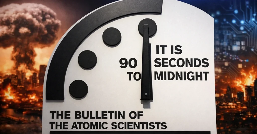 Midnight doomsday clock remains at 90 seconds amid escalating global risks